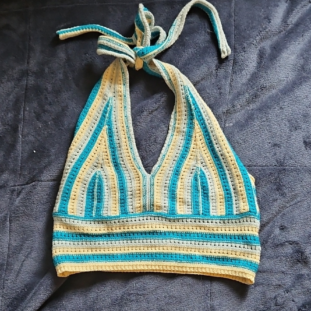 SHEIN Multicolor Crochet Halter Top